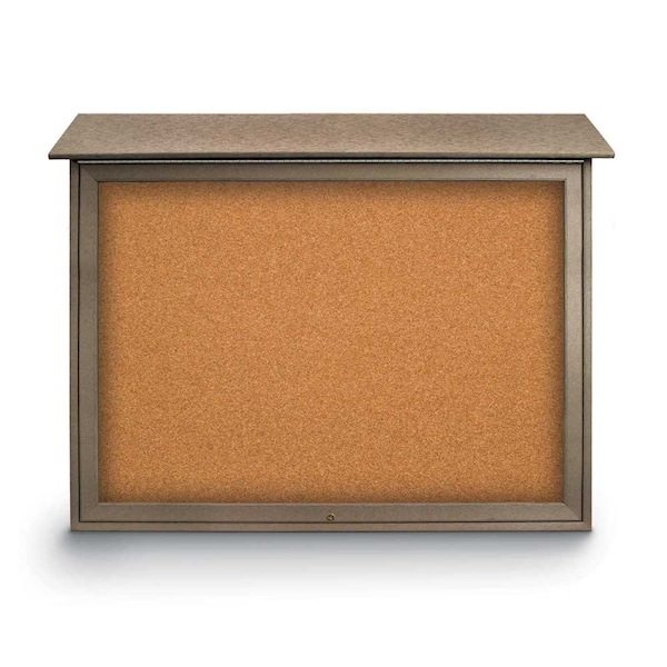 Indoor Enclosed Combo Board, 42"x32", Satin Frame/Grey & Forbo